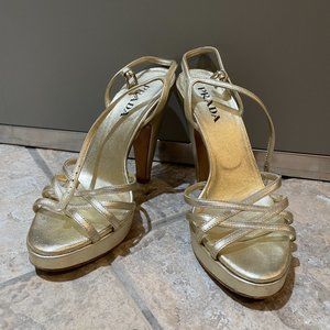 VINTAGE PRADA GOLD HEELS womens size 36